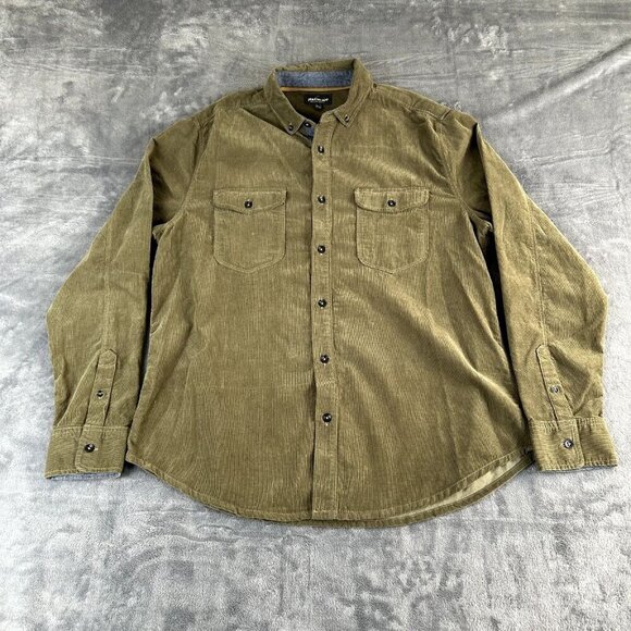 JEREMIAH Long Sleeve Button Down Corduroy Overshirt in Mossy Green MEN'S LARGE - Picture 1 of 9